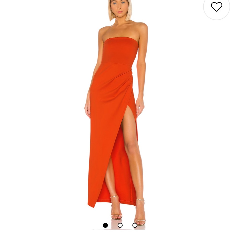 Strapless Orange dress with high slit 
tags removed but never worn